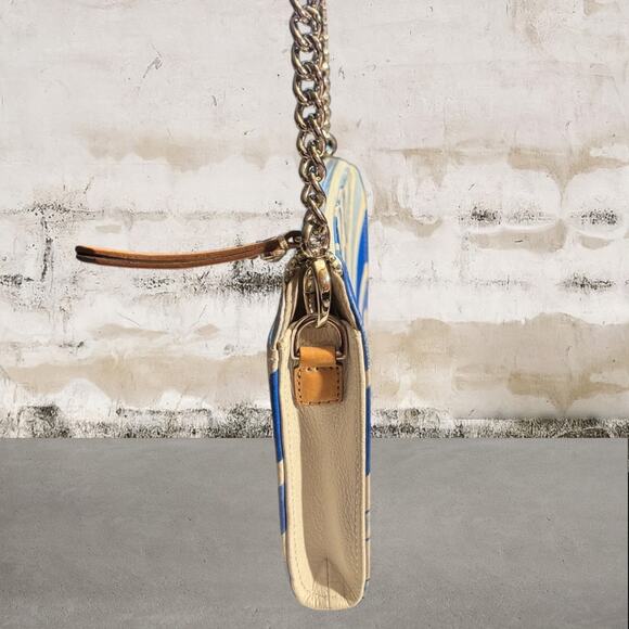 Brighton CRUZ Chain Strap Cross Body Pouch Purse Nautical Leather Blue White NWT - Picture 4 of 8